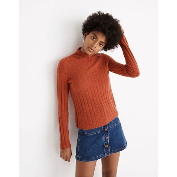 Madewell Women's Evercrest Wool Turtleneck Pullover Sweater Orange Size Small - Picture 1 of 6